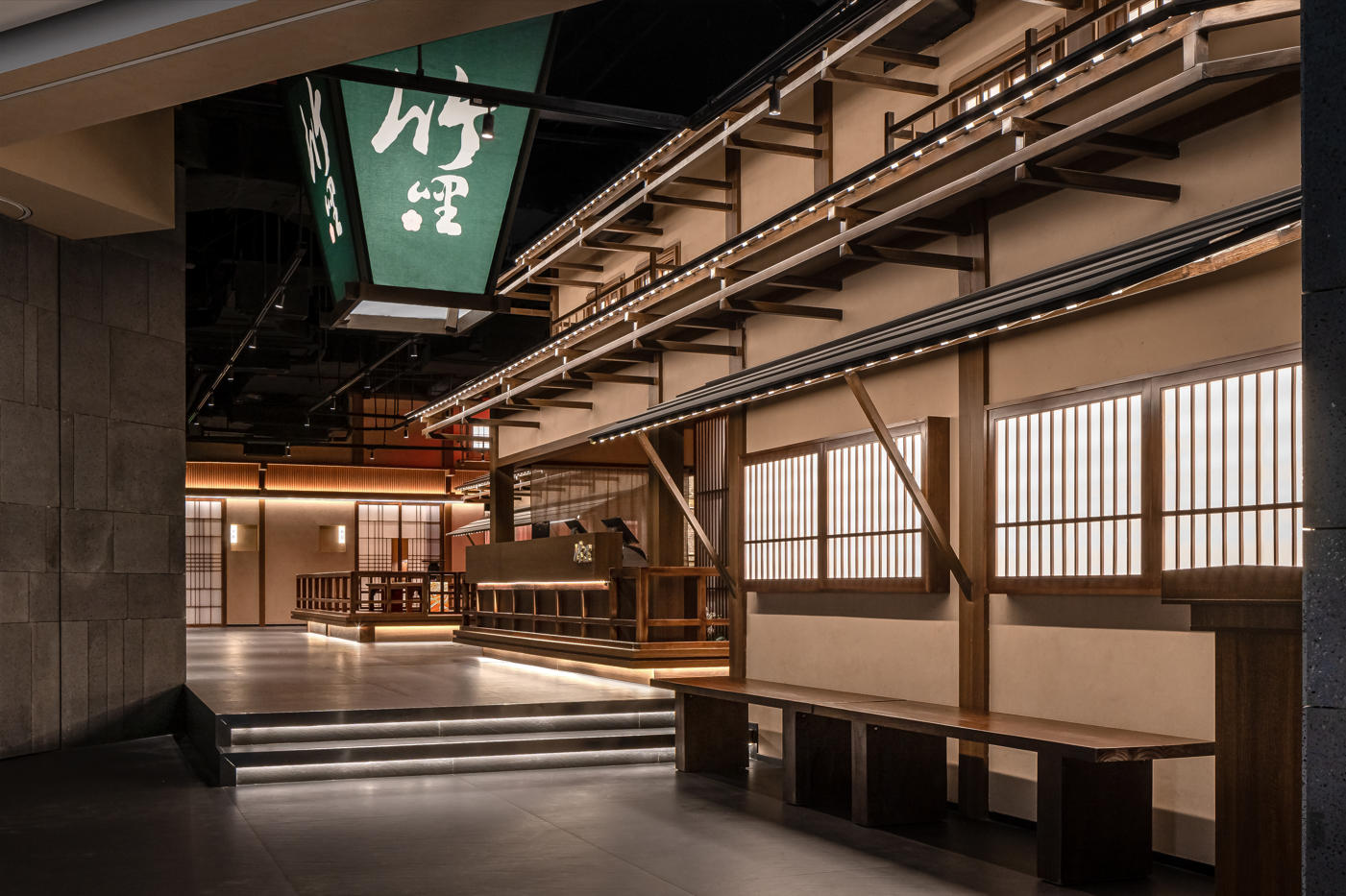 餐厅设计,植田·田之间建筑计,日料店设计案例,日料店设计方案,休闲餐厅设计,日料店设计,杭州万象城,杭州,竹哩日料