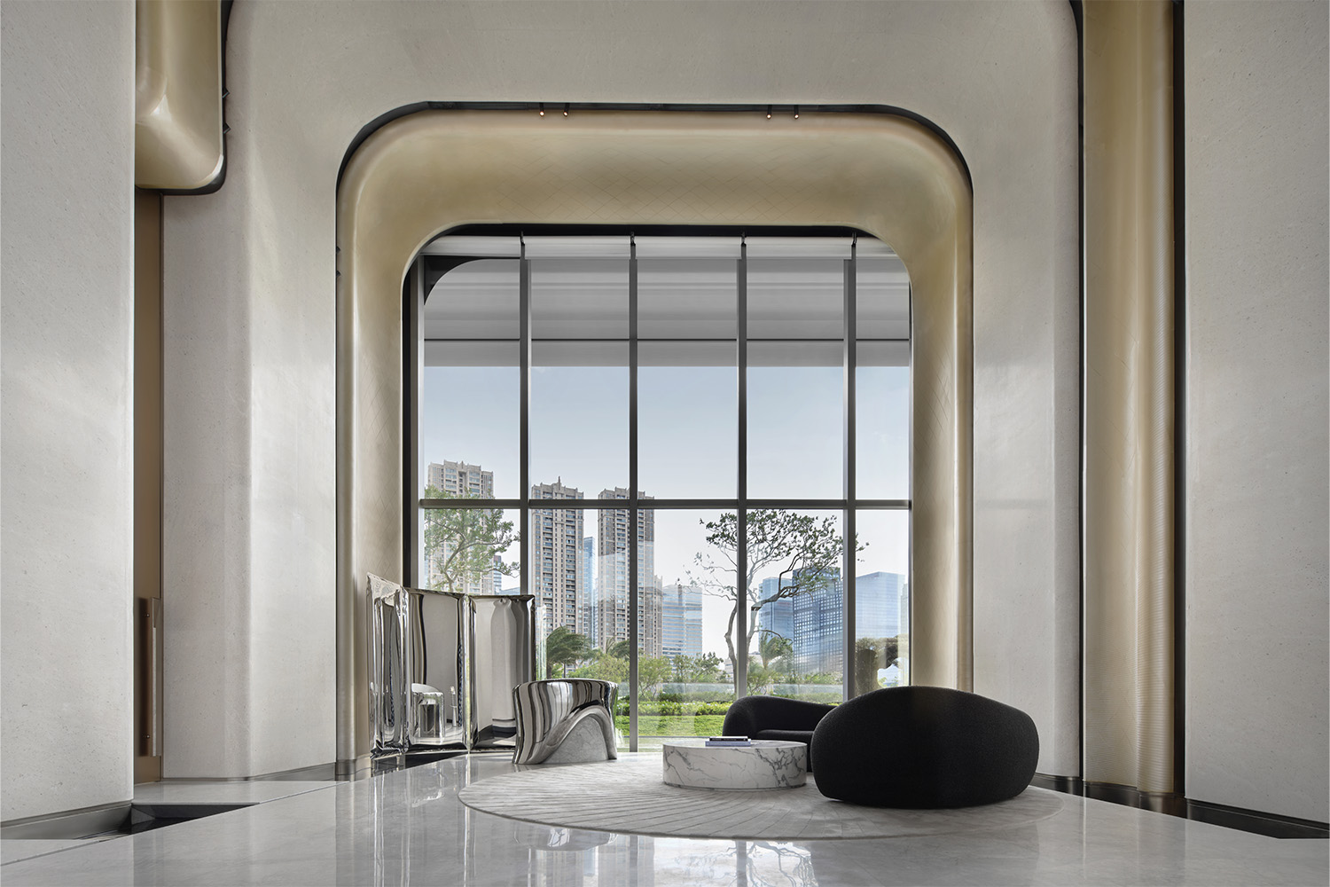 售楼处设计,营销中心设计,售楼处设计案例,售楼处设计方案,大堂设计,售楼处软装设计,现代风格售楼处,保利售楼处,佛山,佛山保利·天瓒双子塔首层大堂,ENJOYDESIGN燕语堂