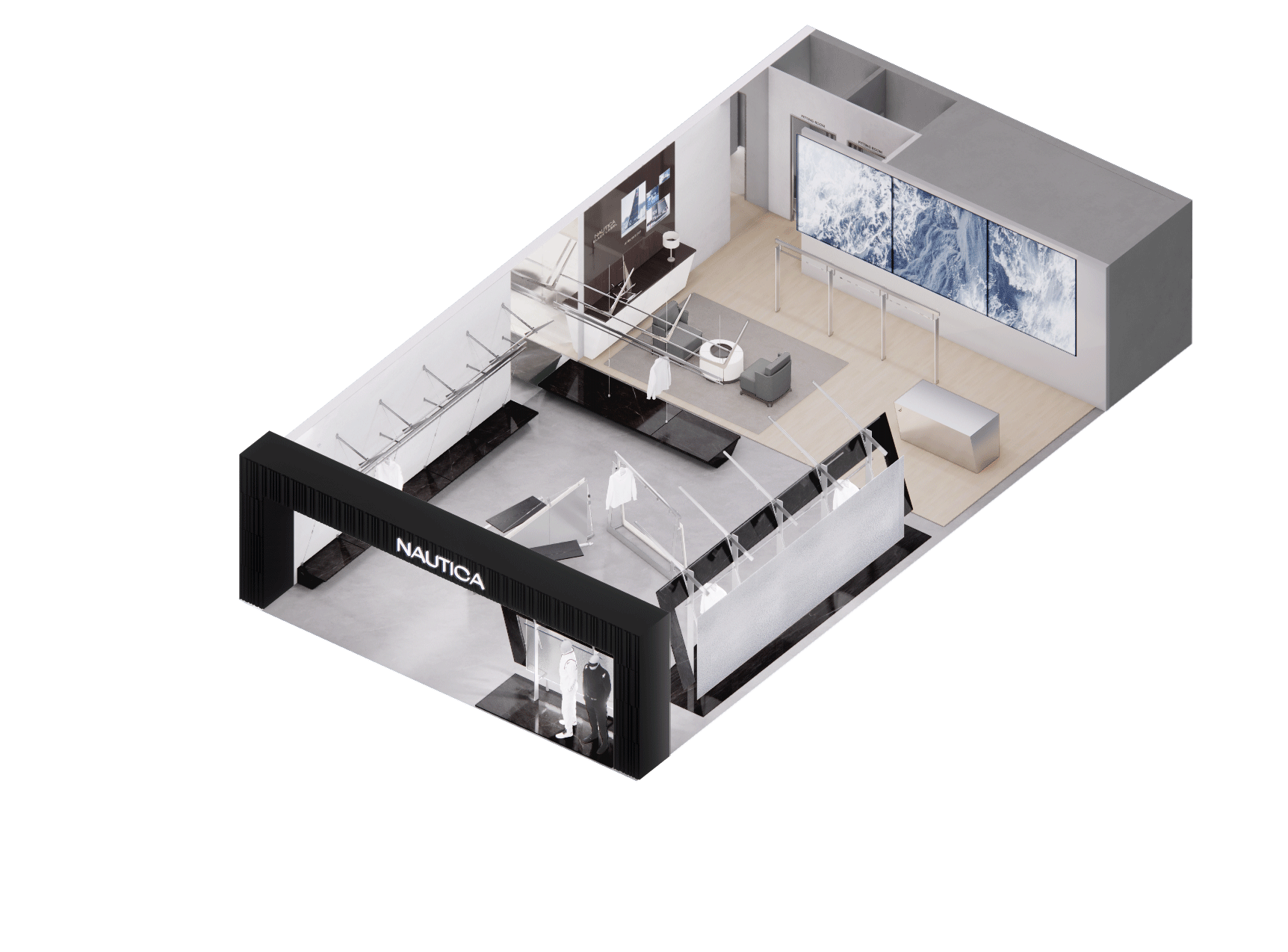 服装店设计,零售店设计,创意服装店,男装店设计,主题服装店设计,服装店设计案例,服装店设计方案,服装零售店,长春 NAUTICA Black Label 全新空间,长春,SLT设计