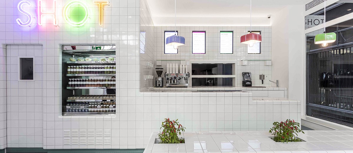 伦敦快餐食品店，餐饮空间，快餐店设计，白色餐饮空间