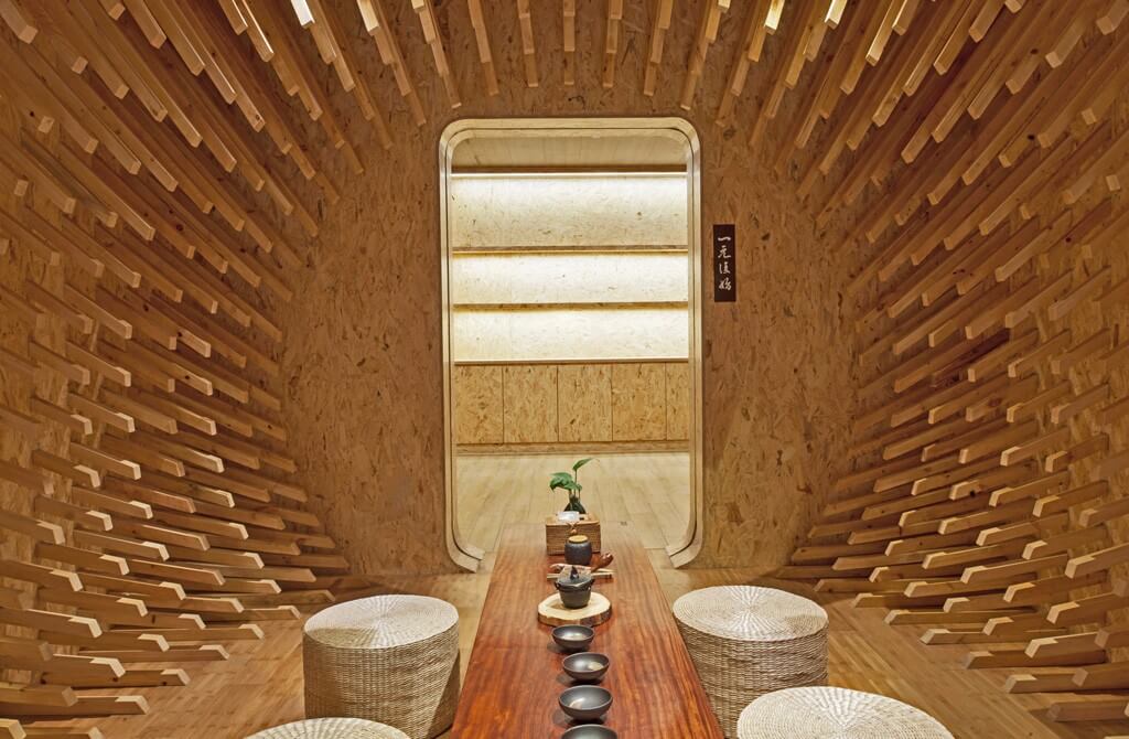 餐饮空间，茶室设计，万宗归一，999根松木，上海，上海茶室设计，米丈建筑