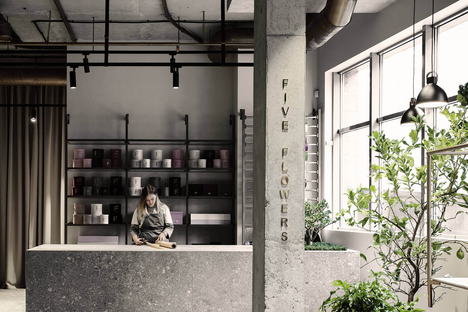 商业空间，极简主义，花店，Nottdesign
