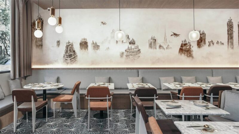 古怪插画与自然色彩的结合，曼哈顿中式餐厅