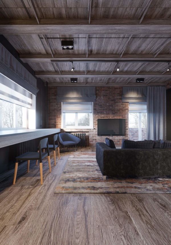 住宅空间，工业风loft，小宅概念，公寓设计，100平米左右住宅设计