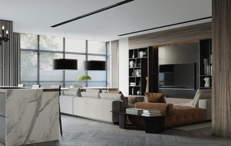 kamrankareem | 155㎡,莫斯科超大客厅的两室大平层