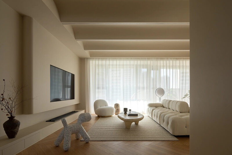 由見设计 | 南京141㎡奶油风极简美宅-Full Moon