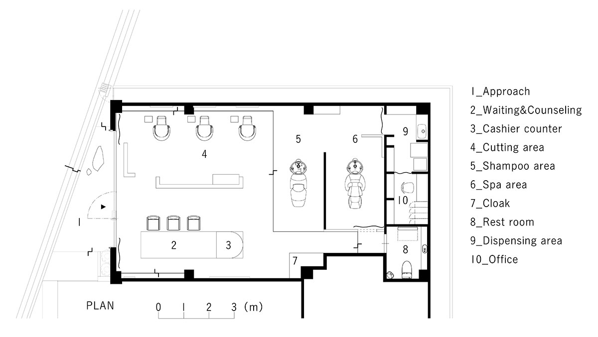 理发店设计,EIICHI IKEDA DESIGN,日本,极简风格理发店设计,大板,LAAN美发沙龙店,美发沙龙店设计,Reiichi Ikeda