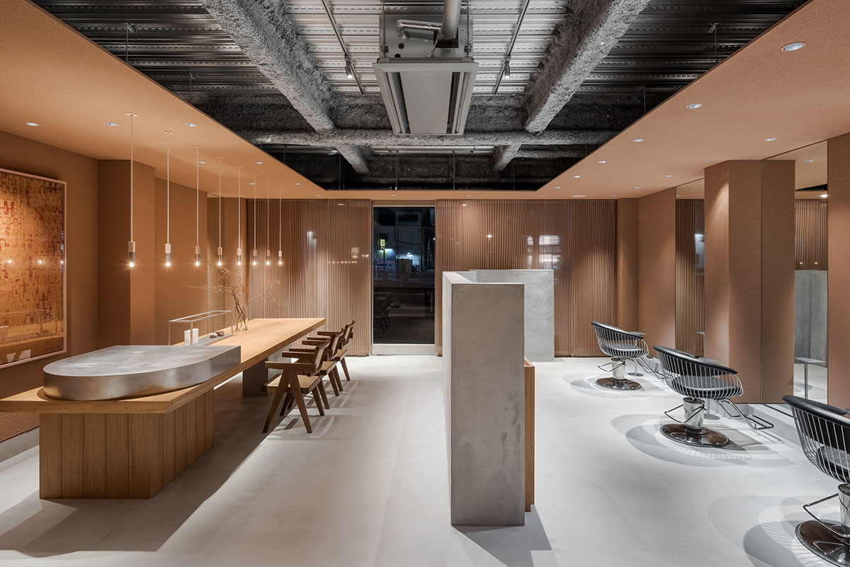 理发店设计,EIICHI IKEDA DESIGN,日本,极简风格理发店设计,大板,LAAN美发沙龙店,美发沙龙店设计,Reiichi Ikeda
