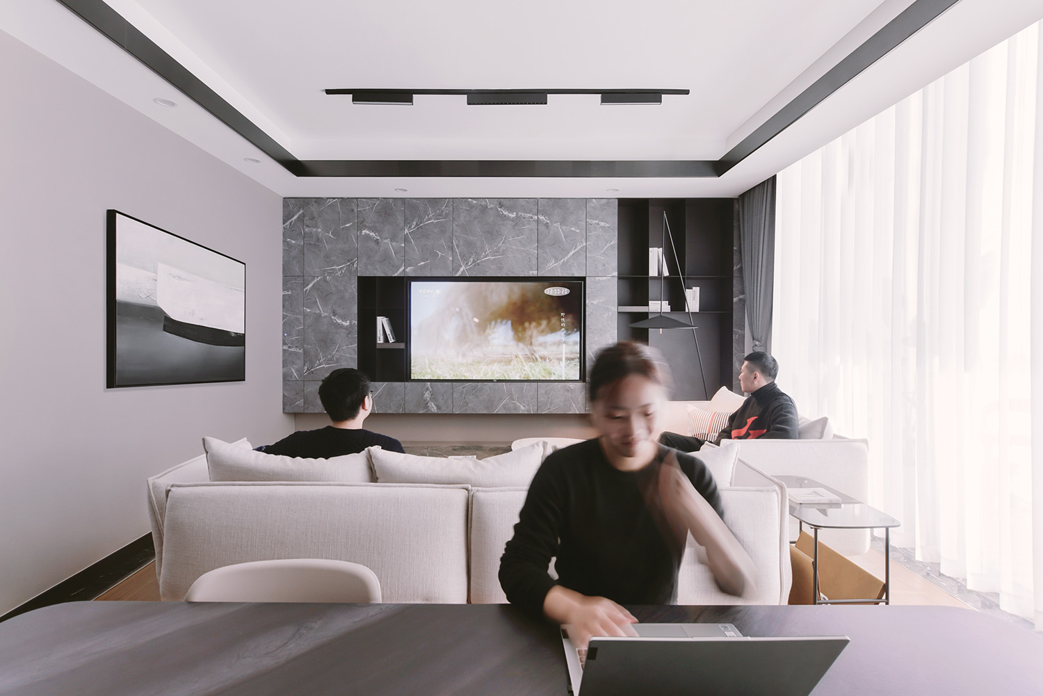 135㎡,135㎡住宅设计,家装设计,家装设计案例,家装设计方案,现代风格住宅设计,极简风格住宅设计,公寓设计,上海,前滩极简现代又充满温情的家,内造设计