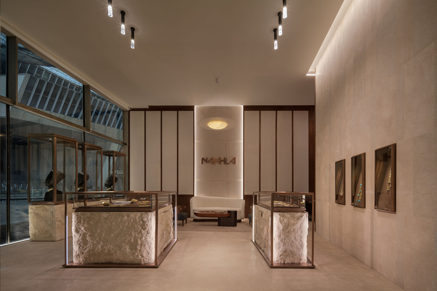 珠宝店设计,饰品店设计,珠宝店设计案例,珠宝店设计方案,商店设计,珠宝展厅设计,Yasmina Makram,埃及,卡夫纳萨尔,品牌店设计,Yasmina Makram,Nakhla Brand Store,55㎡