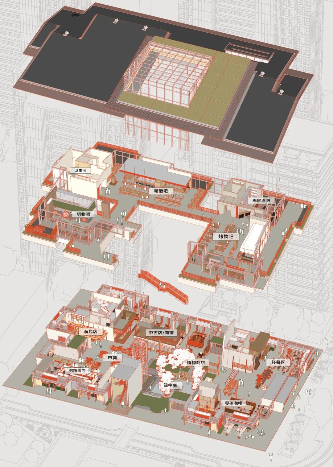 商业空间设计,集市空间设计,社区集市改造,零售店设计,集市改造,商业综合街设计,上海理想之地·春熙集,上海,超级平常设计