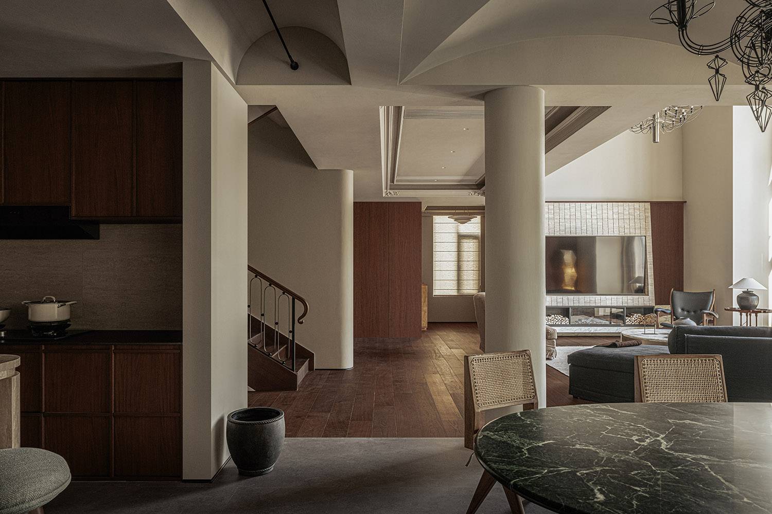 400㎡别墅设计,别墅改造,400㎡,现代风格别墅设计,别墅室内设计,别墅设计案例,别墅设计方案,庭院别墅设计,山东临沂别墅改造-静谧的奢侈,研几设计