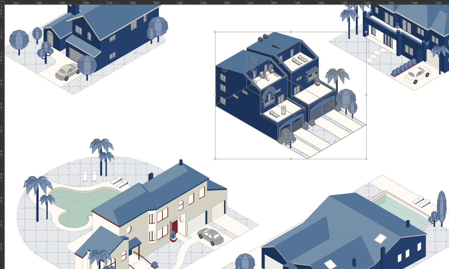 别墅,等轴测设计素材,别墅设计元素,集市模型,等轴测别墅,建筑设计素材下载,别墅设计素材