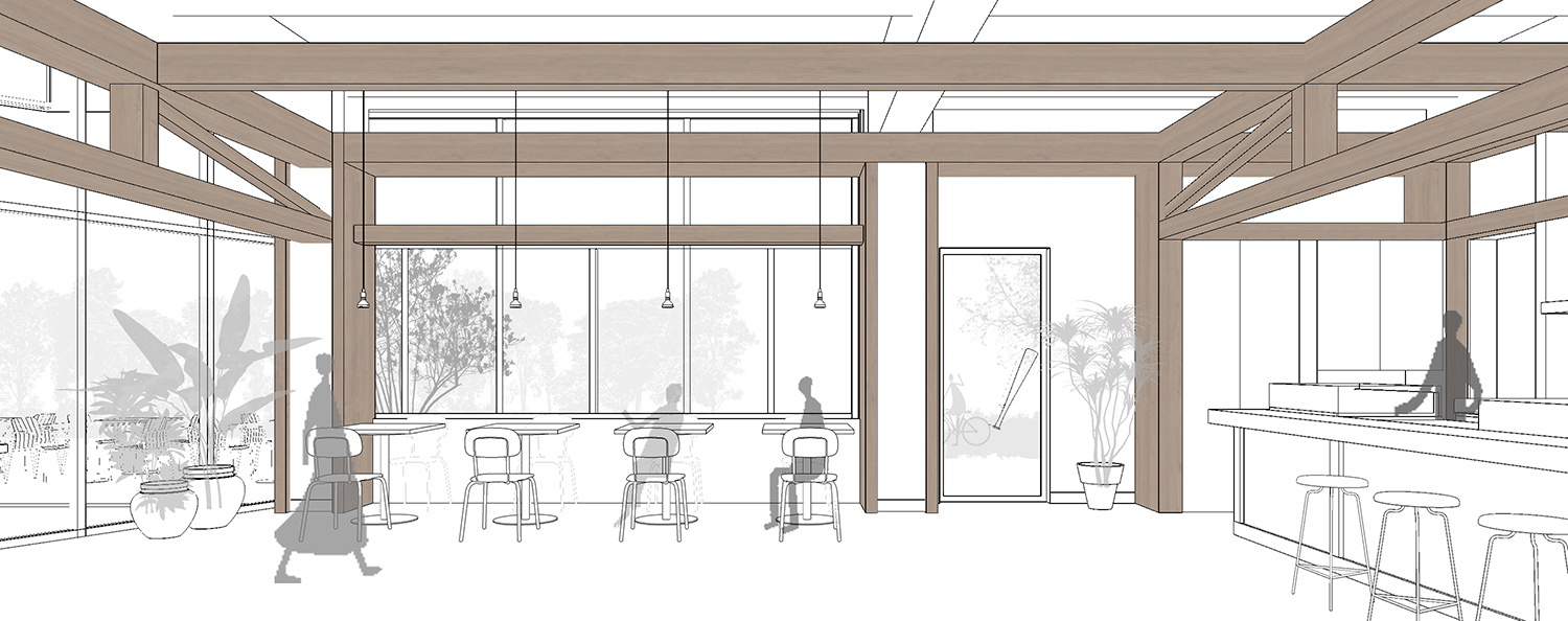 餐厅设计,开放式餐厅设计,主题餐厅设计,建筑改造,外立面改造,公园餐厅设计,休闲餐厅设计,餐厅设计案例,餐厅设计方案,深圳福田 Babe's Kitchen 棒球餐厅,深圳,普悦设计